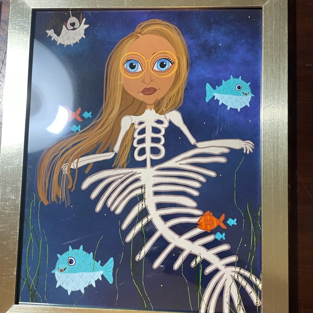Framed Skeleton Mermaid Print
